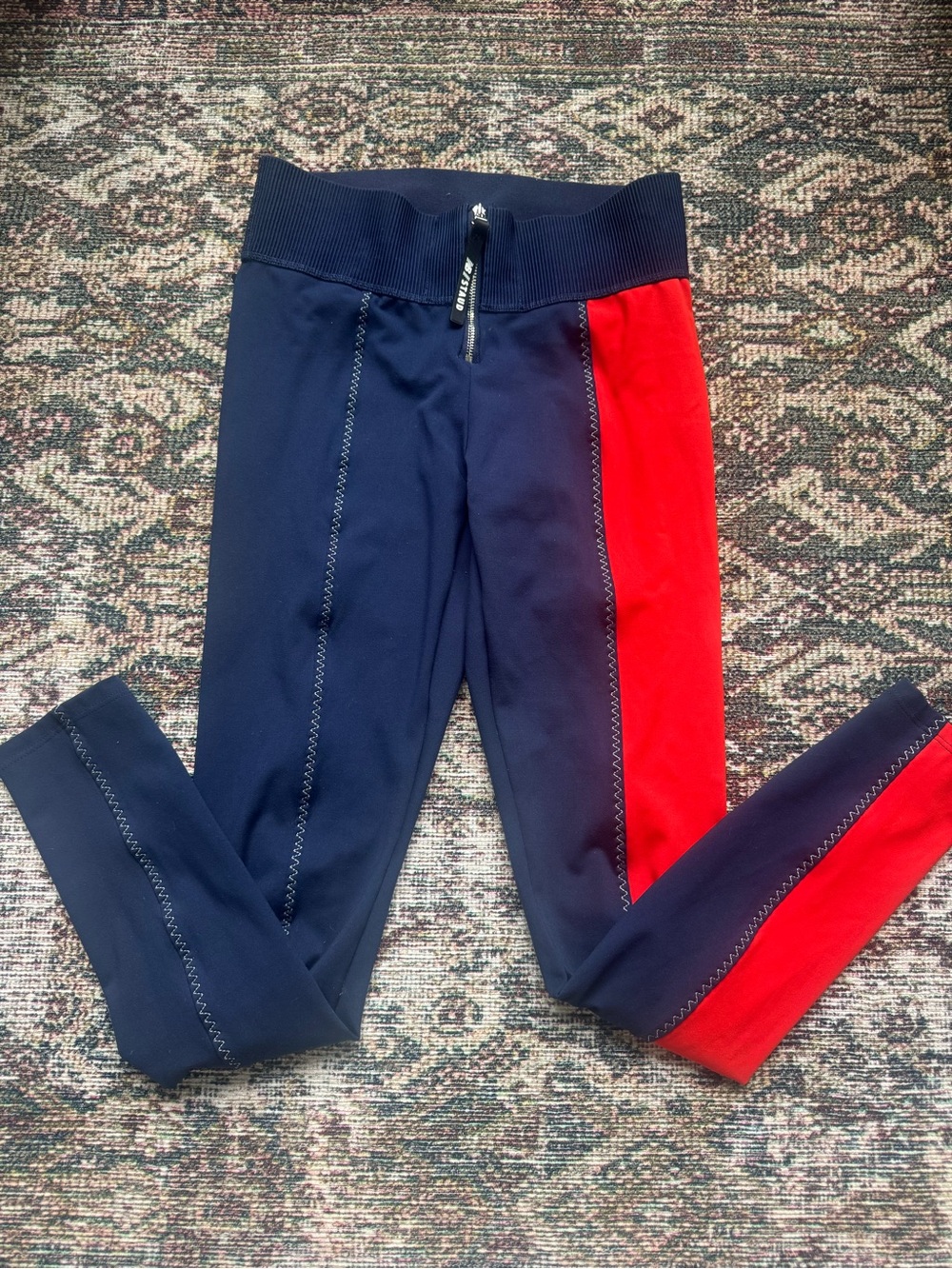 STAUD x New Balance Navy and Red Colorblock Leggings